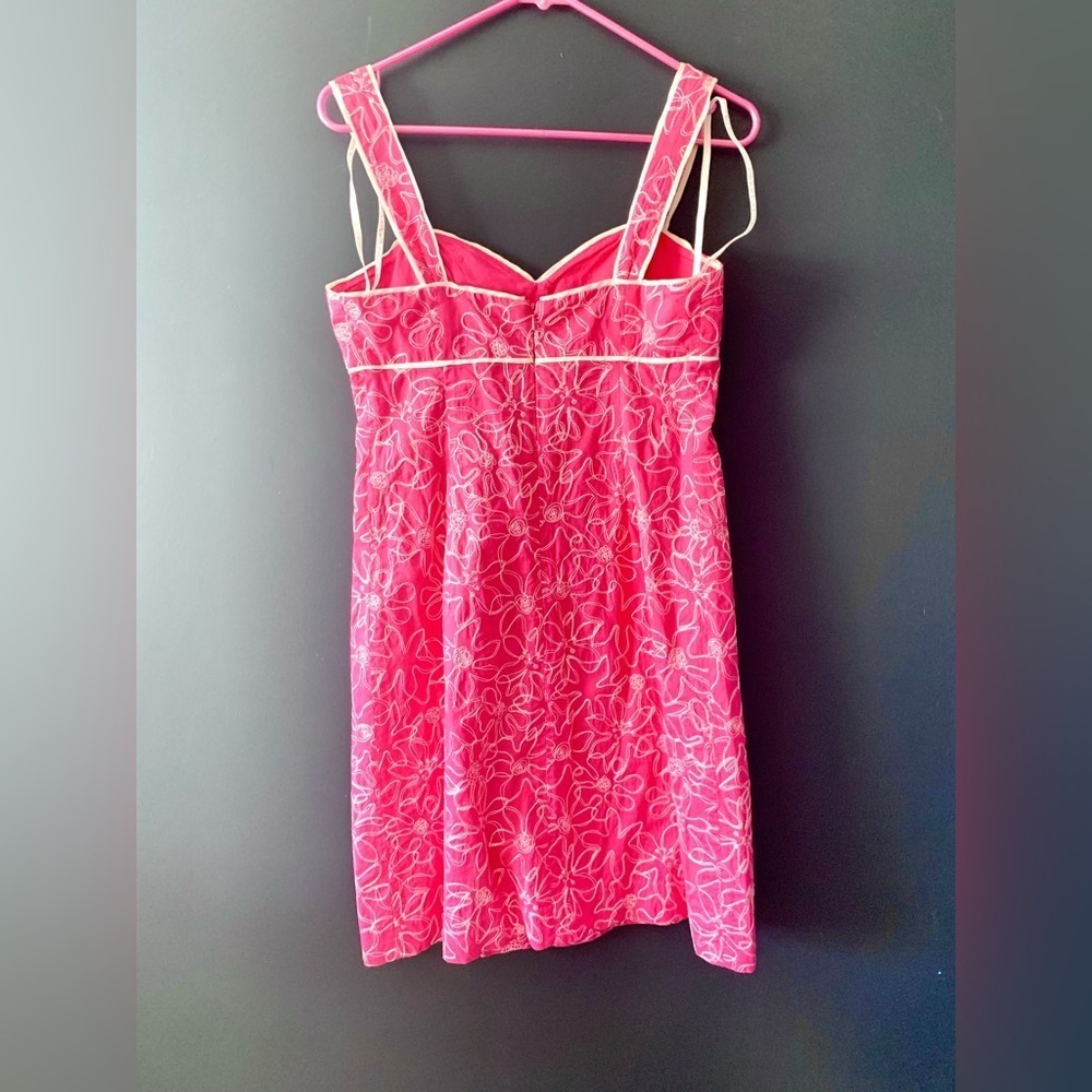 Lilly Pulitzer Kinsey Dress in Parade Pink with White Floral Sundial Embroidery - Picture 5 of 5